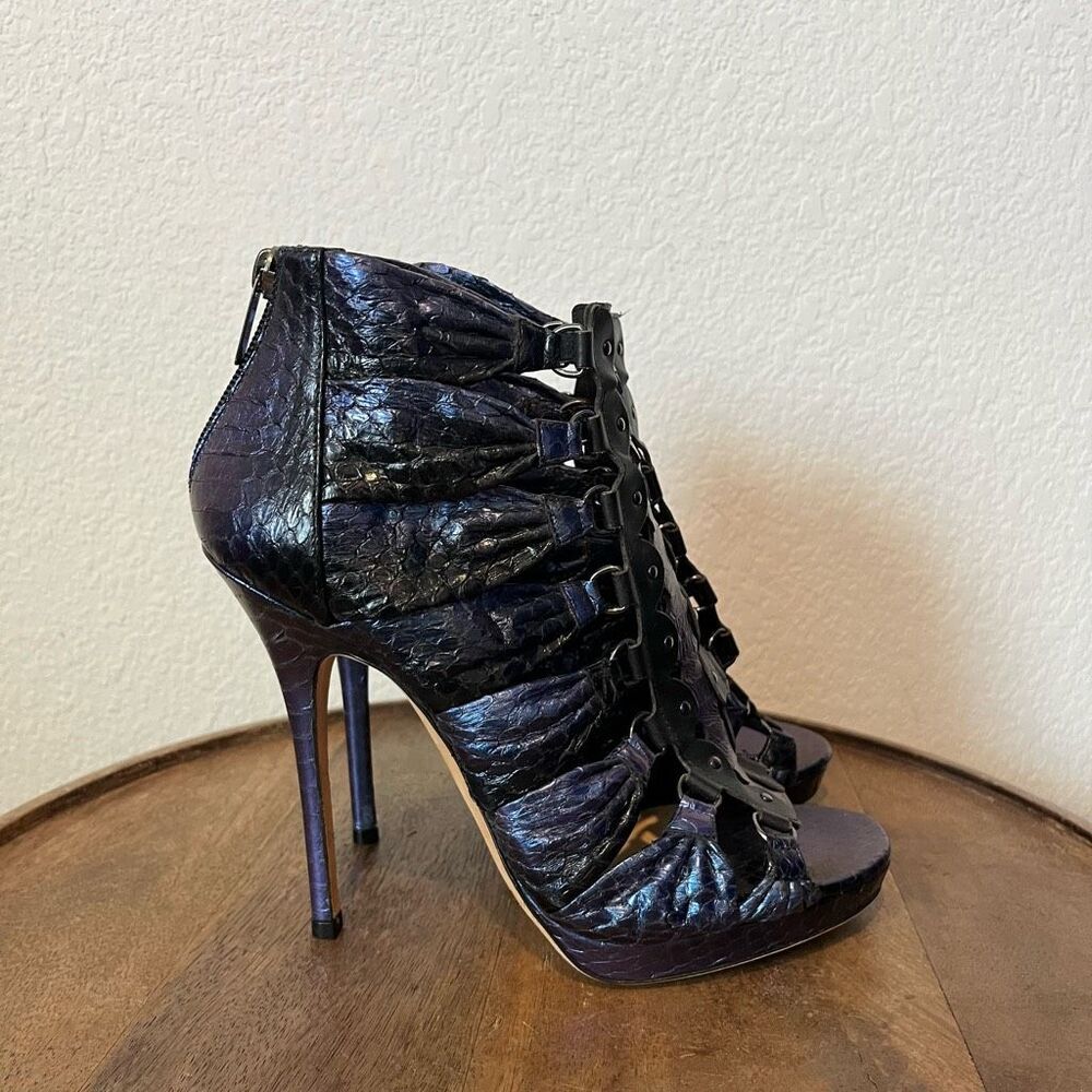 Jimmy Choo Iridescent Python Skin Strappy Heels S… - image 3